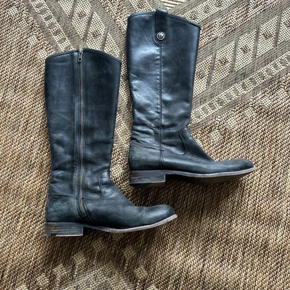 Frye Shoes - black leather FRYE Tall Riding Boots with side zipper, 7